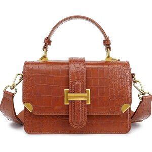 Women's A-brown Leather Satchel Small Classy Crossbody Bag Purse Fashion Handbag